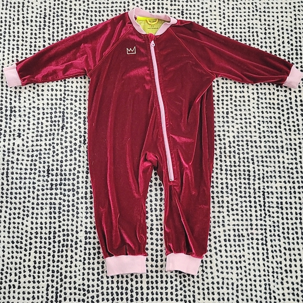 Mini Monroe velvet romper, size 3/4